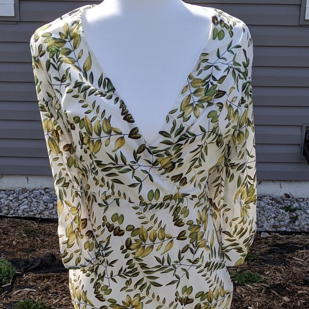 Botanical V Neck Mermaid Full Length Gown